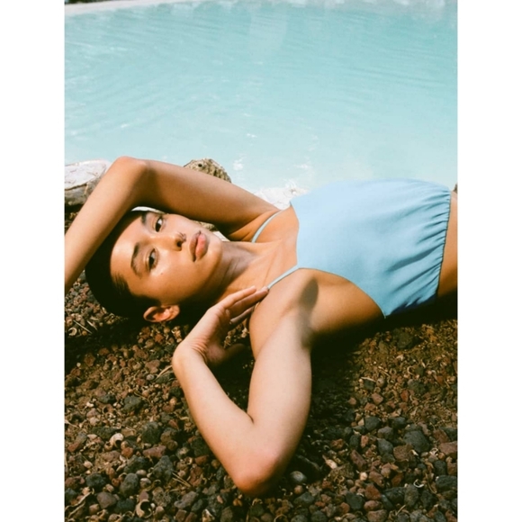 Reformation 'Kiwi' Turquoise Blue Asymmetrical Cutout High Slit Maxi Dress 10 - Picture 15 of 16